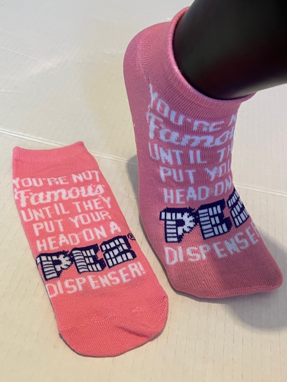 Pez Pink Ankle Socks - Fun Novelty Women’s Pair - Picture 3 of 7